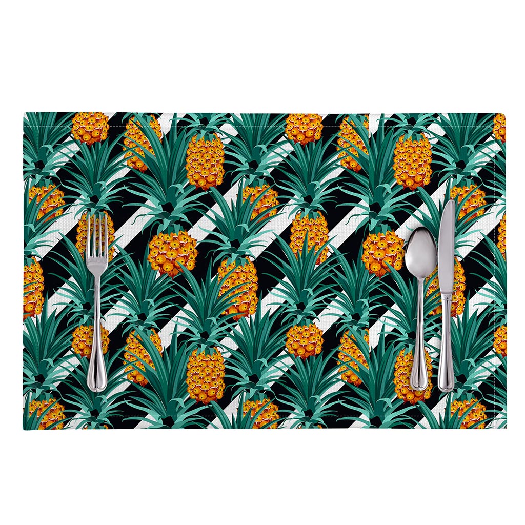 Pineapple Striped Pattern Print Placemat