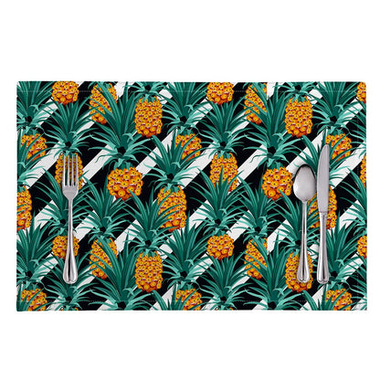 Pineapple Striped Pattern Print Placemat