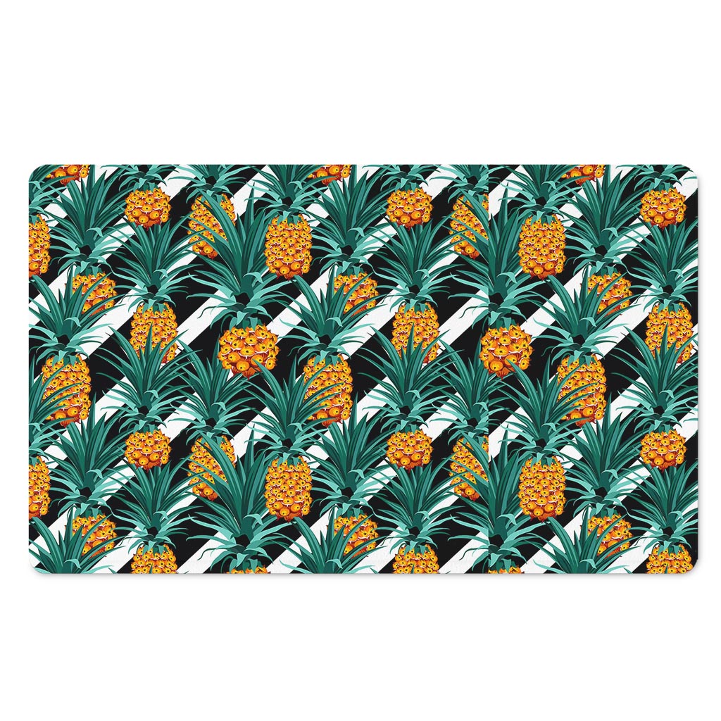 Pineapple Striped Pattern Print Polyester Doormat