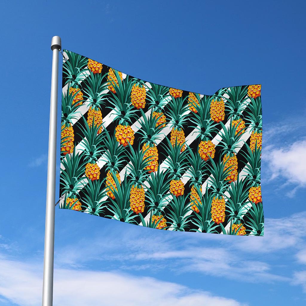 Pineapple Striped Pattern Print Polyester Flag