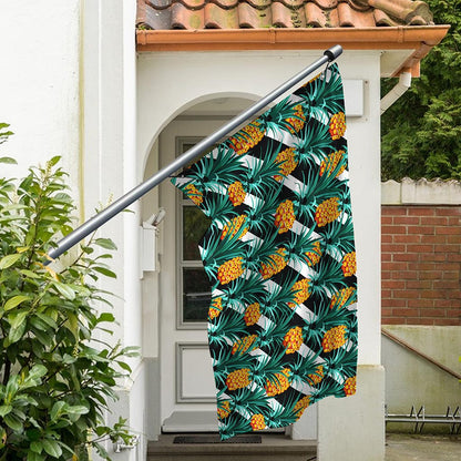 Pineapple Striped Pattern Print Polyester Flag