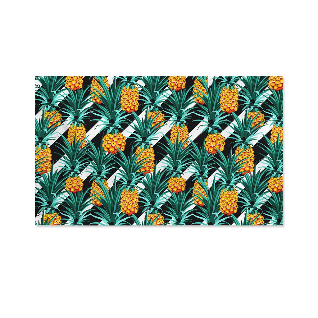 Pineapple Striped Pattern Print Polyester Flag