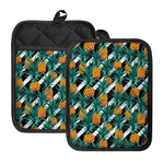 Pineapple Striped Pattern Print Pot Holders With Pocket