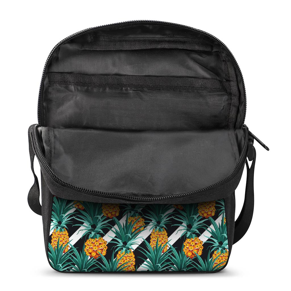 Pineapple Striped Pattern Print Rectangular Crossbody Bag