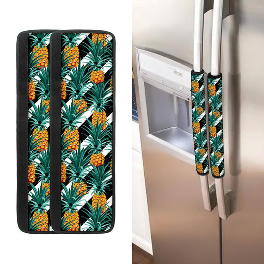 Pineapple Striped Pattern Print Refrigerator Handle Covers