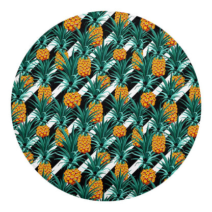 Pineapple Striped Pattern Print Round Blanket
