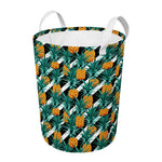 Pineapple Striped Pattern Print Round Laundry Basket