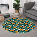 Pineapple Striped Pattern Print Round Rug