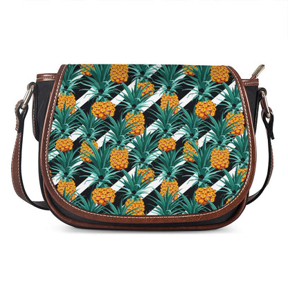 Pineapple Striped Pattern Print Saddle Bag