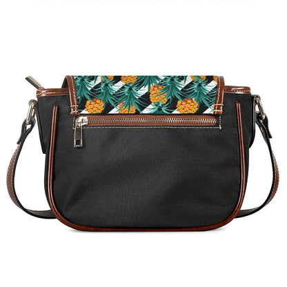 Pineapple Striped Pattern Print Saddle Bag
