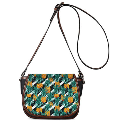 Pineapple Striped Pattern Print Saddle Bag