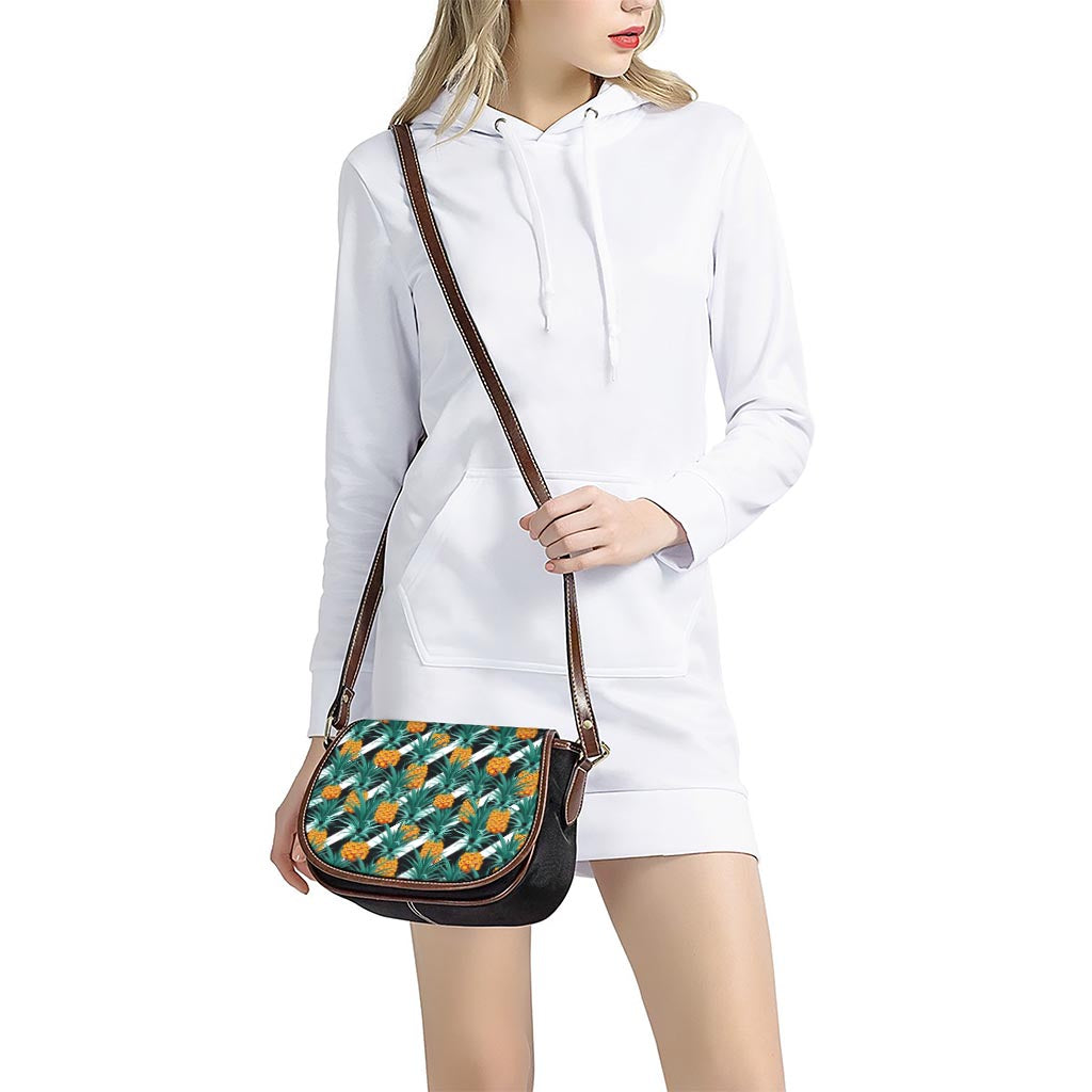 Pineapple Striped Pattern Print Saddle Bag