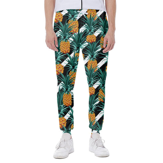 Pineapple Striped Pattern Print Scuba Joggers