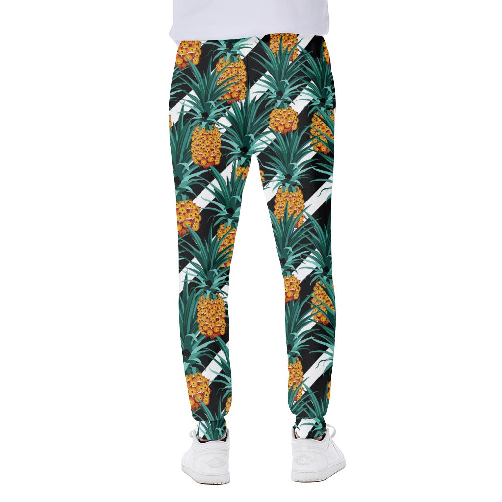 Pineapple Striped Pattern Print Scuba Joggers
