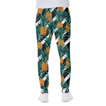 Pineapple Striped Pattern Print Scuba Joggers
