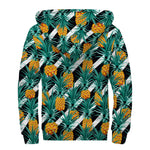 Pineapple Striped Pattern Print Sherpa Lined Zip Up Hoodie
