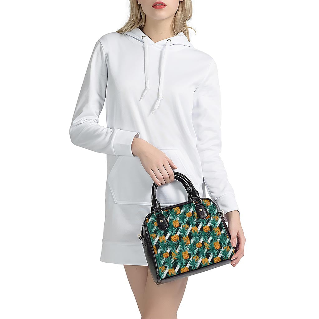 Pineapple Striped Pattern Print Shoulder Handbag