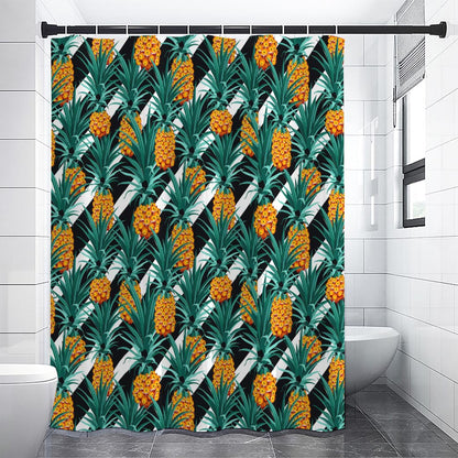 Pineapple Striped Pattern Print Shower Curtain