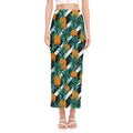 Pineapple Striped Pattern Print Side Slit Maxi Skirt