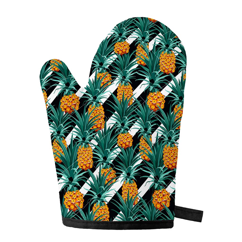 Pineapple Striped Pattern Print Single Oven Mitt
