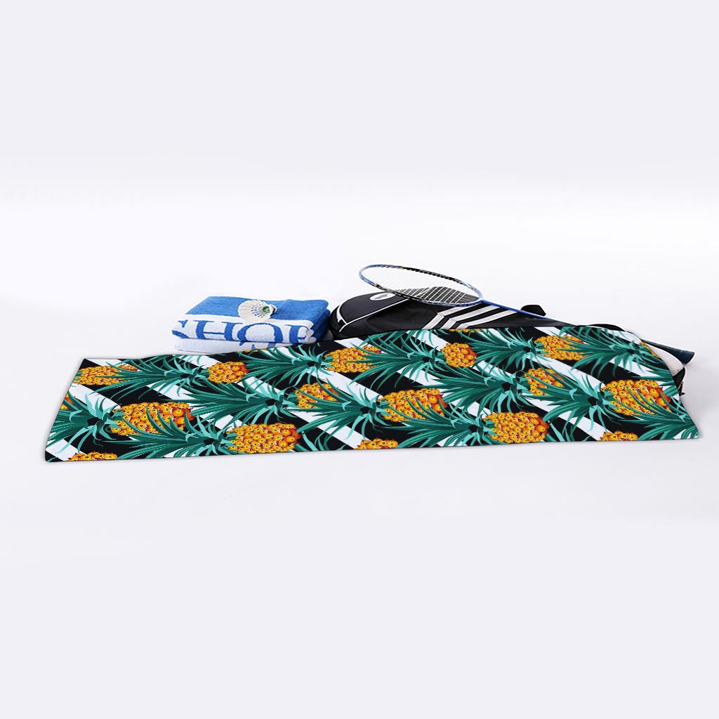 Pineapple Striped Pattern Print Sports Towel