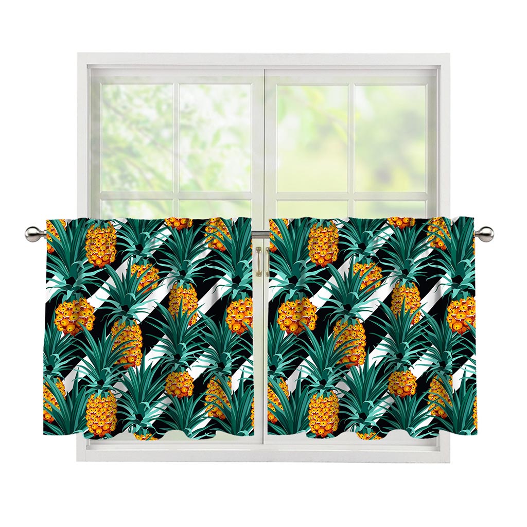 Pineapple Striped Pattern Print Tier Curtains