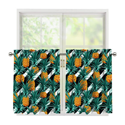 Pineapple Striped Pattern Print Tier Curtains