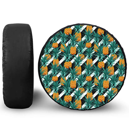 Pineapple Striped Pattern Print Tire Cover