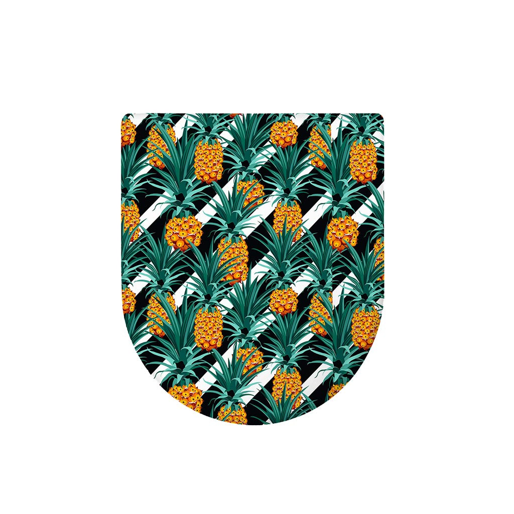 Pineapple Striped Pattern Print Toilet Lid Cover