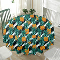Pineapple Striped Pattern Print Waterproof Round Tablecloth