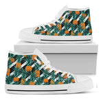 Pineapple Striped Pattern Print White High Top Sneakers