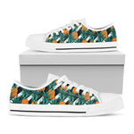 Pineapple Striped Pattern Print White Low Top Sneakers
