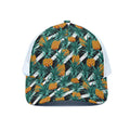 Pineapple Striped Pattern Print White Mesh Trucker Hat