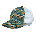 Pineapple Striped Pattern Print White Mesh Trucker Cap
