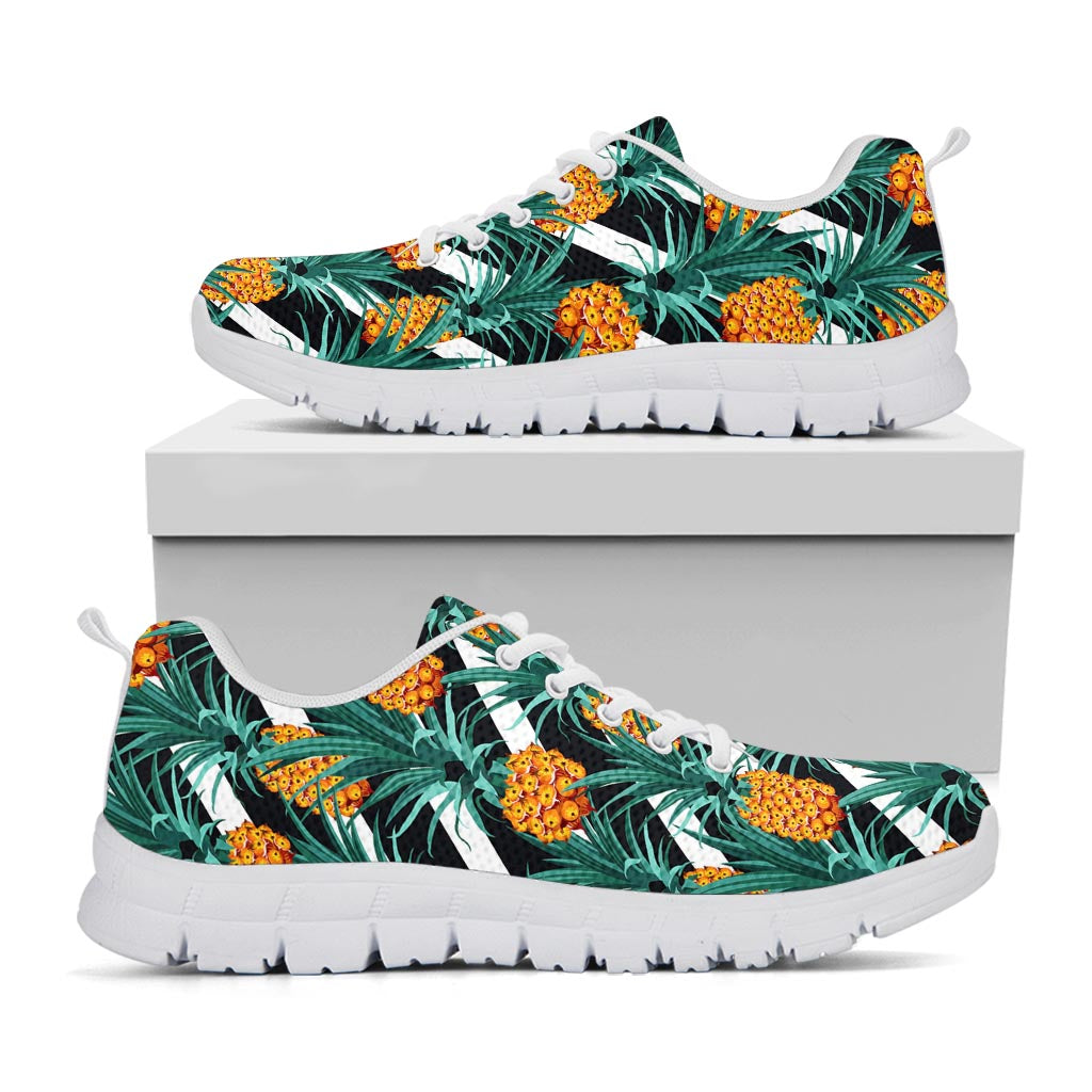 Pineapple Striped Pattern Print White Running Shoes