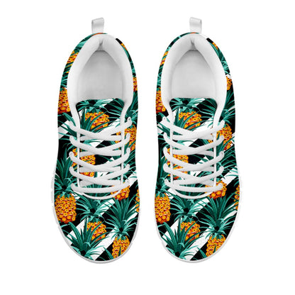 Pineapple Striped Pattern Print White Running Shoes