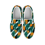 Pineapple Striped Pattern Print White Slip On Sneakers