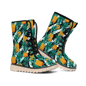 Pineapple Striped Pattern Print Winter Boots