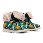 Pineapple Striped Pattern Print Winter Boots