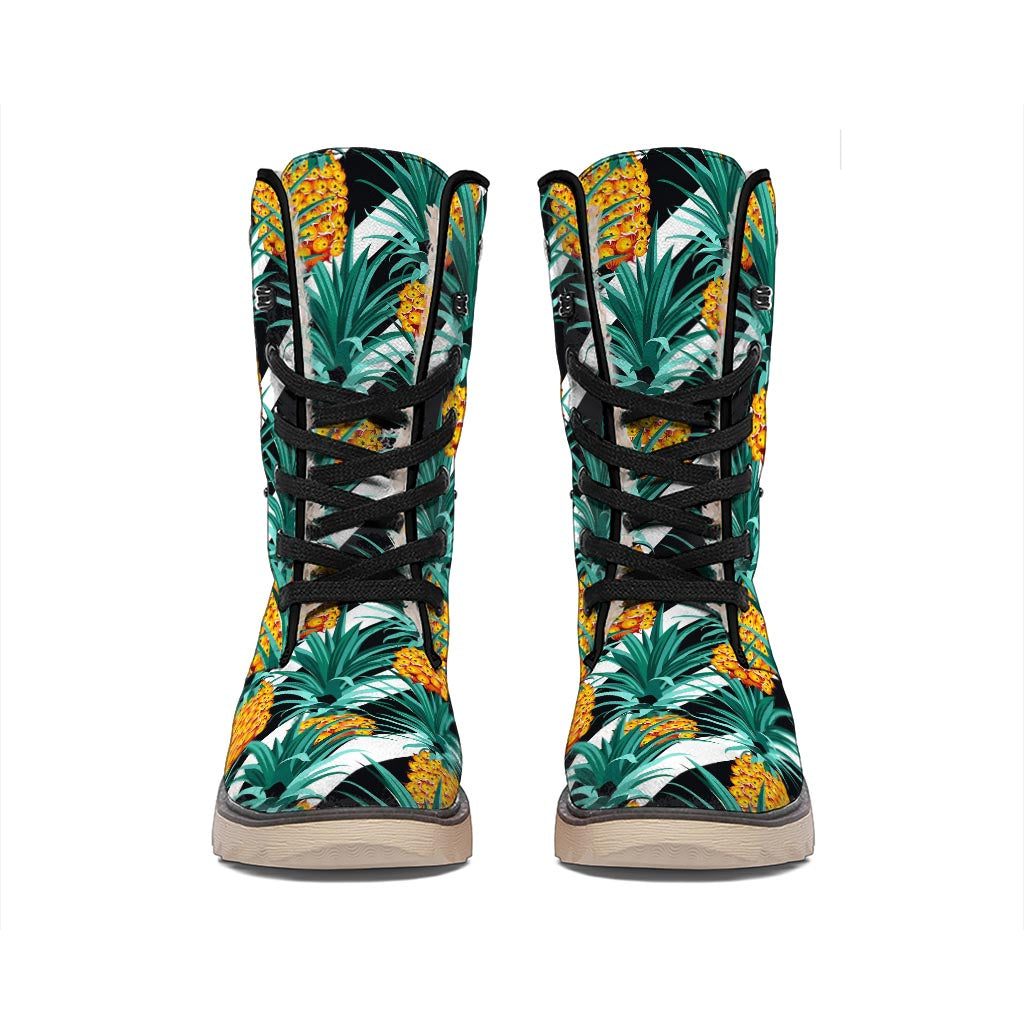 Pineapple Striped Pattern Print Winter Boots