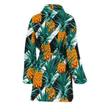 Pineapple Striped Pattern Print Women's Bathrobe