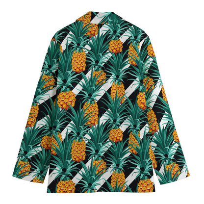 Pineapple Striped Pattern Print Women's Blazer
