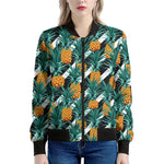 Pineapple Striped Pattern Print Women's Bomber Jacket