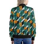 Pineapple Striped Pattern Print Women's Bomber Jacket