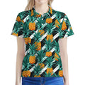 Pineapple Striped Pattern Print Women's Polo Shirt