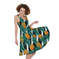 Pineapple Striped Pattern Print Sleeveless Knee Length Dress