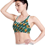 Pineapple Striped Pattern Print Women's Sports Bra