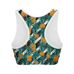 Pineapple Striped Pattern Print Women's Sports Bra