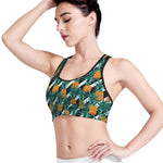 Pineapple Striped Pattern Print Women's Sports Bra