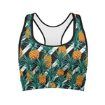 Pineapple Striped Pattern Print Women's Sports Bra